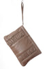 Ruched Brown Leather Clutch