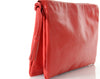Huge Red Leather Tasseled Clutch Purse