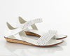 80s White Leather Strappy Sandals 10