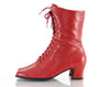 80s Red Leather Lace Up Ankle Boots 6.5