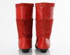 80s Red Leather Ankle Boots 7