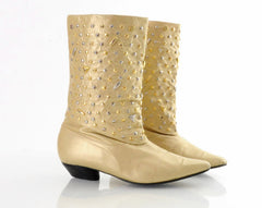 80s Studded Metallic Leather Ankle Boots
