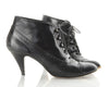 Black Leather Lace Up Ankle Boot Heels 7