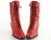 80s Red Leather Lace Up Ankle Boots 6.5