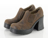 90s Brown Chunky Creeper Ankle Boots 8