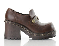 90s Brown Medallion Platform Ankle Boots 8.5