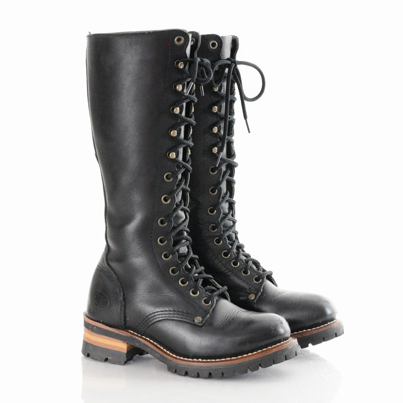 90s Tall Lace Up Combat Boots 7